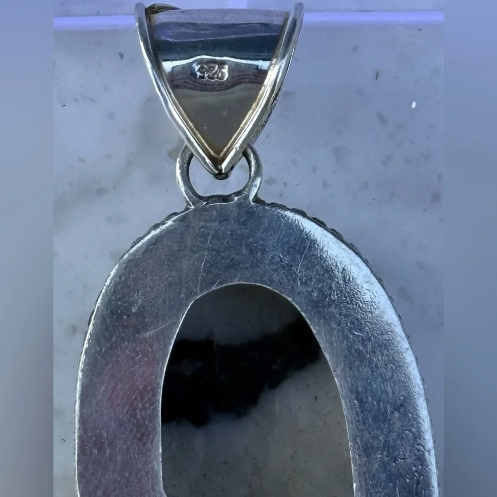 925 Sterling Silver White Buffalo Turquoise Pendant - Picture 8 of 9